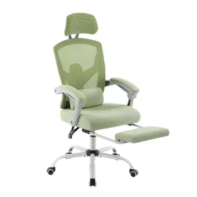 TUYOHW Ergonomic Office Chair with Retractable Footrest, Gaming Chair with Lumbar Support Pillow and Padded Armrests, Swivel Chair for Office