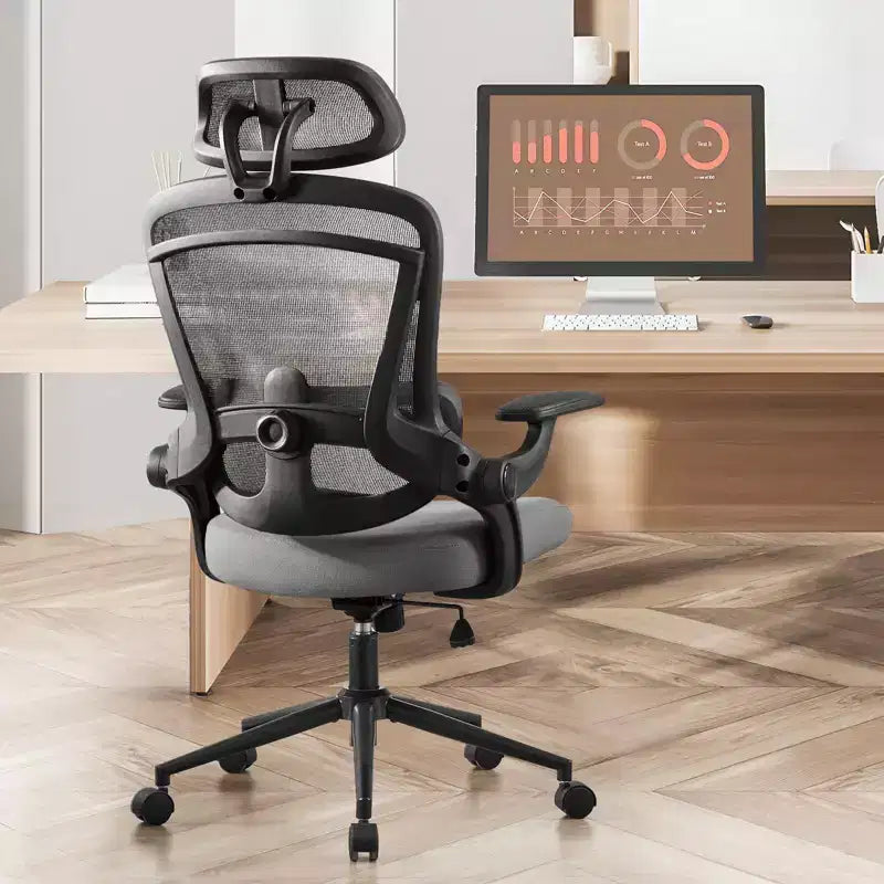 TUYOHW High-Back Ergonomic Office Chair with Adjustable Lumbar Support, Gaming Chair with Flip Up Arms, Mesh Computer Chair for Home, Office