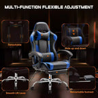 TUYOHW Ergonomic Gaming Chair with Footrest, PU Leather Recliner with Headrest and Fixed Up Armrest, Computer Chair for Study, Office