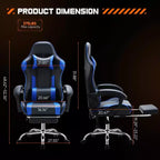 TUYOHW Ergonomic Gaming Chair with Footrest, PU Leather Recliner with Headrest and Fixed Up Armrest, Computer Chair for Study, Office