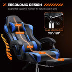 TUYOHW Ergonomic Gaming Chair with Footrest, PU Leather Recliner with Headrest and Fixed Up Armrest, Computer Chair for Study, Office