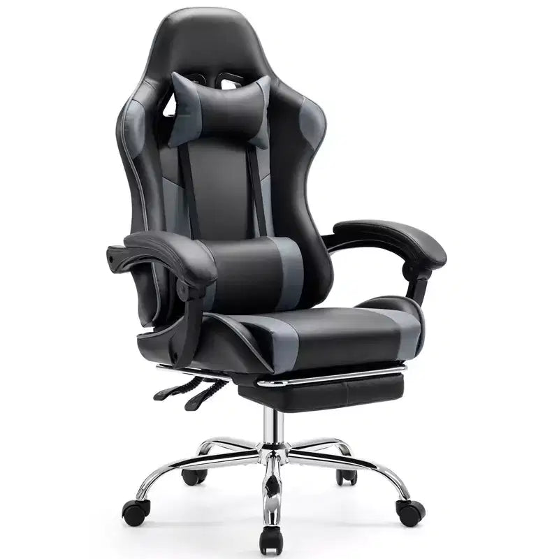 TUYOHW Ergonomic Gaming Chair with Footrest, PU Leather Recliner with Headrest and Fixed Up Armrest, Computer Chair for Study, Office