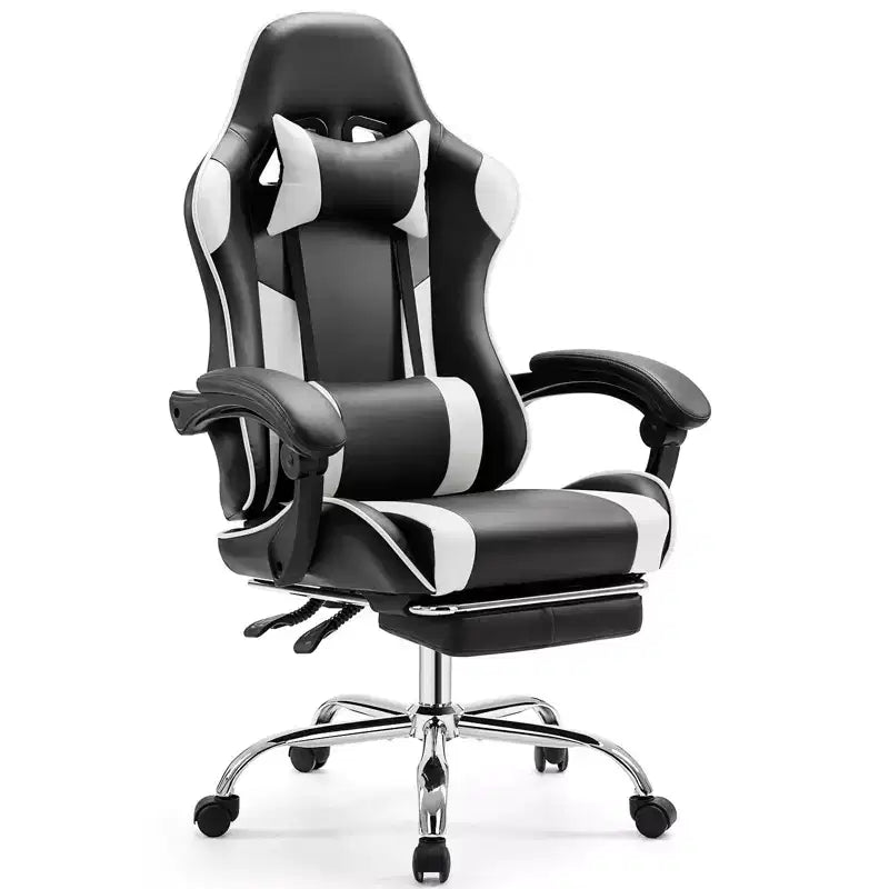TUYOHW Ergonomic Gaming Chair with Footrest, PU Leather Recliner with Headrest and Fixed Up Armrest, Computer Chair for Study, Office