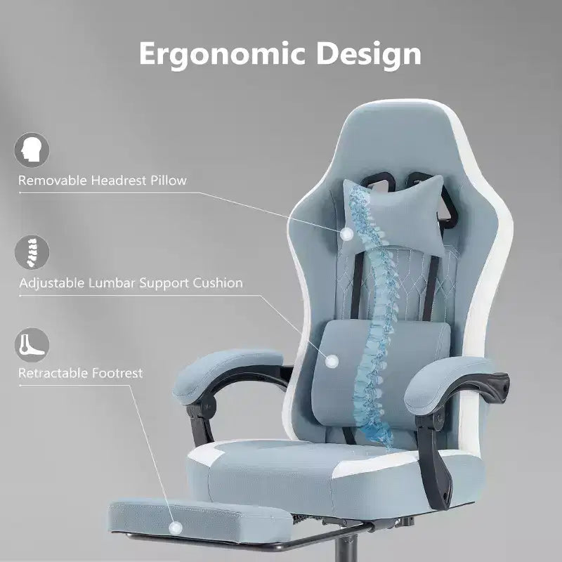 TUYOHW Ergonomic Office Chair with Padding Armrest, Gaming Chair with Lumbar Support, Swivel Rolling Chair with Wheels for Home, Office