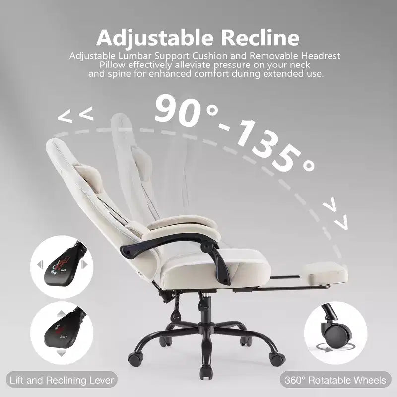 TUYOHW Ergonomic Office Chair with Padding Armrest, Gaming Chair with Lumbar Support, Swivel Rolling Chair with Wheels for Home, Office