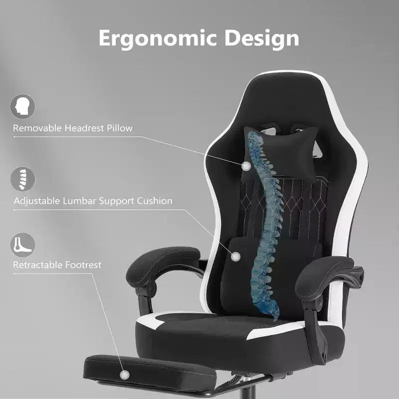 TUYOHW Ergonomic Office Chair with Padding Armrest, Gaming Chair with Lumbar Support, Swivel Rolling Chair with Wheels for Home, Office