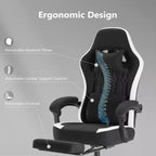 TUYOHW Ergonomic Office Chair with Padding Armrest, Gaming Chair with Lumbar Support, Swivel Rolling Chair with Wheels for Home, Office