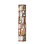 Étagère rotative en bois, 6 niveaux ronds, pivotement à 360°, bibliothèque à roulettes pour enfants, petits espaces, coins, chambre, bureau, noyer