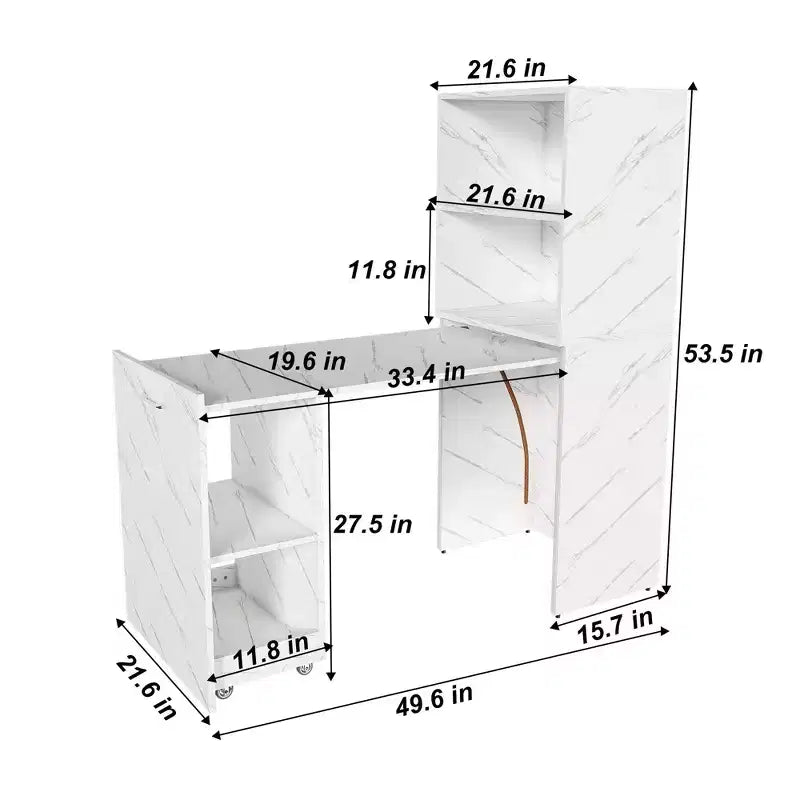TUYOHW Stretchable Writing Desk,Foldable Home Office Desk with Storage Shelves and Wheels,Mobile Workstation for Small Apartments,Offices