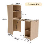 TUYOHW Stretchable Writing Desk,Foldable Home Office Desk with Storage Shelves and Wheels,Mobile Workstation for Small Apartments,Offices
