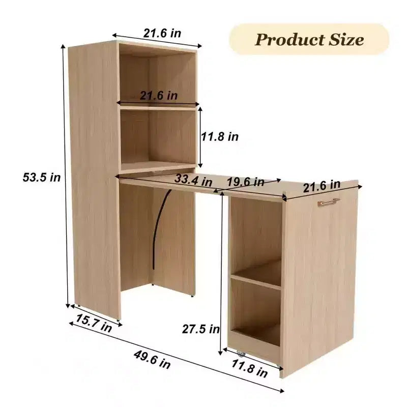 TUYOHW Stretchable Writing Desk,Foldable Home Office Desk with Storage Shelves and Wheels,Mobile Workstation for Small Apartments,Offices