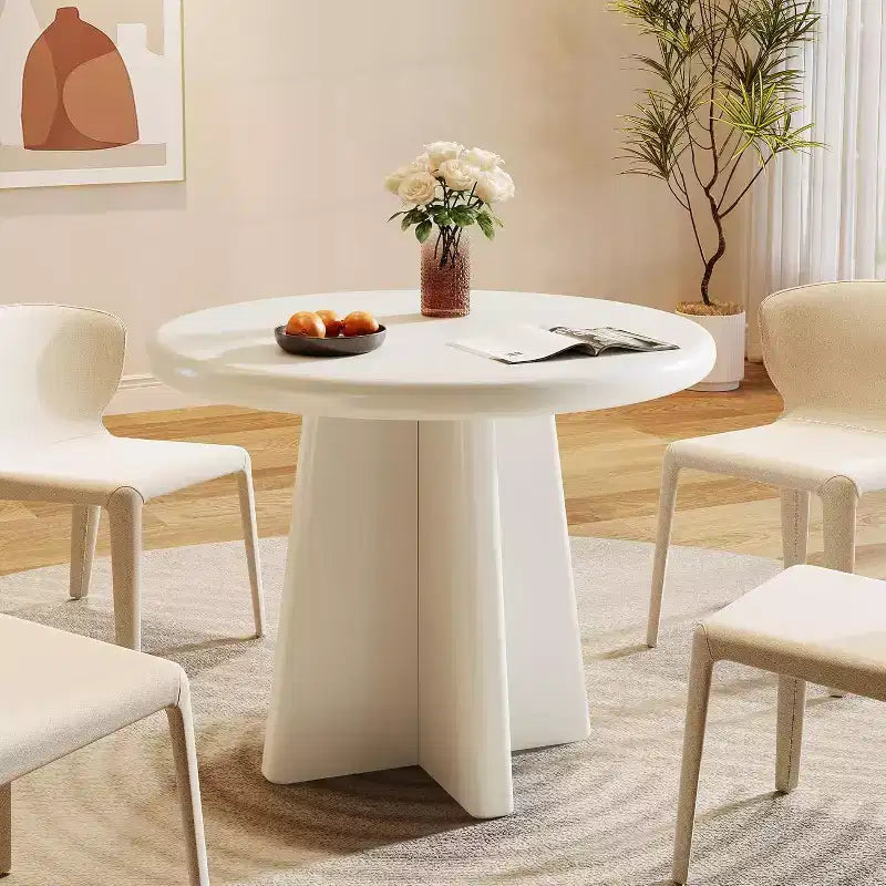 Lantine 31.5-Inch Round Dining Table for 2-4, Small Kitchen Table with Sturdy Base for Dining Room, Kitchen, Living Room, White
