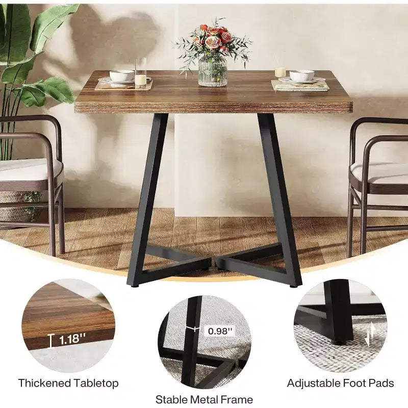 Lantine 31.5 Square Conference Table for 2-4 People, Compact Office Table for Small Spaces, Seminar Room