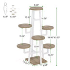 MAYEERTY 7-Tier Industrial Retro Plant Stand, High-Low Round Panel Flower Display Rack