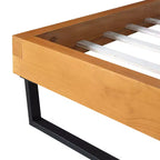 Queen/King Size Platform Bed Frame with Headboard, Sturdy Pinewood & Iron Frame, Modern Industrial Minimilist Design, Natural+Black - ModernLuxe