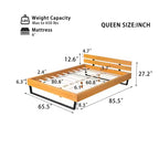 Queen/King Size Platform Bed Frame with Headboard, Sturdy Pinewood & Iron Frame, Modern Industrial Minimilist Design, Natural+Black - ModernLuxe
