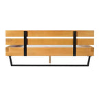 Queen/King Size Platform Bed Frame with Headboard, Sturdy Pinewood & Iron Frame, Modern Industrial Minimilist Design, Natural+Black - ModernLuxe
