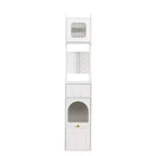 VIYET 71 Tall Narrow Storage Cabinet - White Particle Board+MDF, 1 Door & 2 Drawers, Kitchen Use