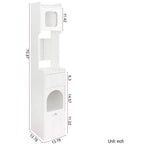 VIYET 71 Meuble de Rangement Haut et Étroit - Panneau de Particules Blanc+MDF, 1 Porte et 2 Tiroirs, Utilisation Cuisine