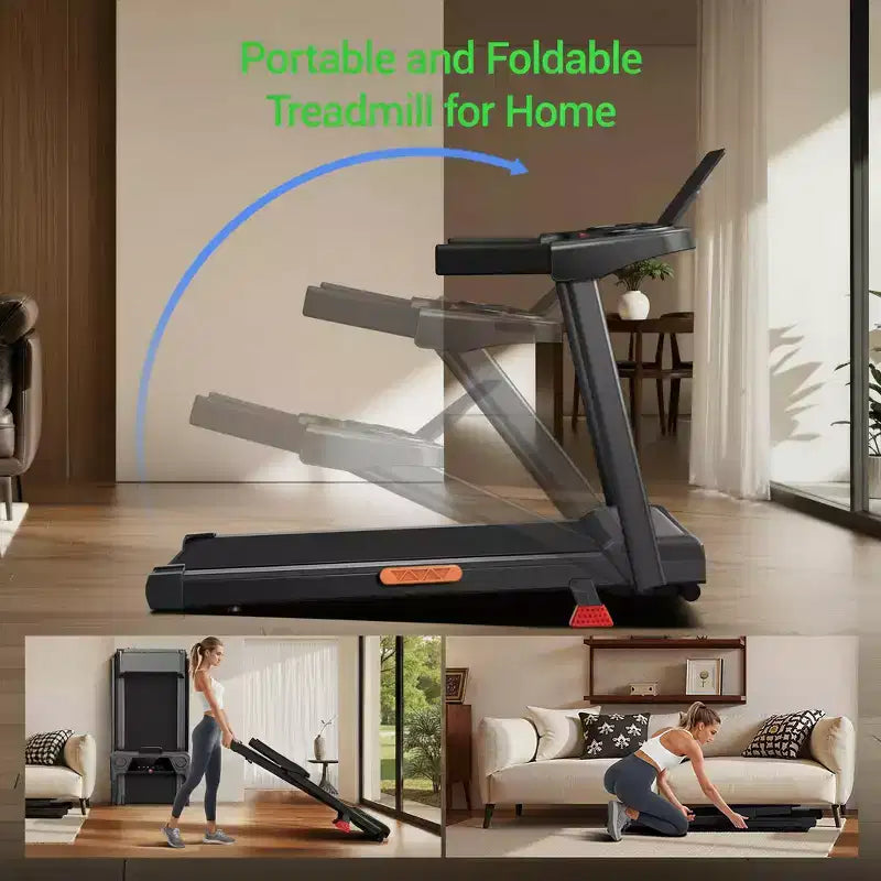 Tapis de marche 4 en 1 inclinable à 15 %, tapis roulant pliable sous le bureau pour la maison et le bureau, moteur silencieux de 2,5 CV (3)