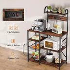 Étagère de cuisine Celebalcony avec prise de courant, organiseur de rangement multifonctionnel avec 6 crochets, support pour four à micro-ondes et station à café