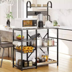 Celebalcony Kitchen Bakers Rack with Power Outlet, Multifunctional Organizer & Storage with 6 Hooks, Microwave Oven Stand, and Coffee Station