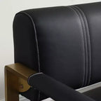 TUYOHW Canapé deux places en faux cuir collé de 57,9 pouces avec accoudoirs en métal doré pour salon, bureau, appartement