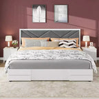 Full/Queen/King Size Bed Frame,Upholstered Bed Frame with Tufted Headboard,Sofa&Sturdy Bed Frame with Wooden Slat Support,No Box Spring Needed