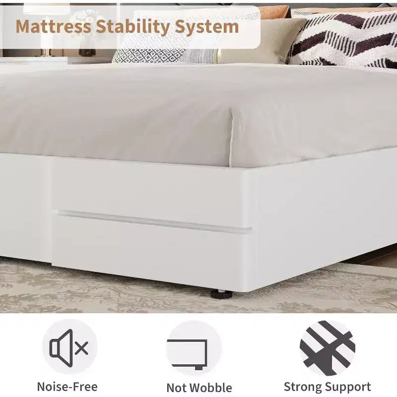 Full/Queen/King Size Bed Frame,Upholstered Bed Frame with Tufted Headboard,Sofa&Sturdy Bed Frame with Wooden Slat Support,No Box Spring Needed