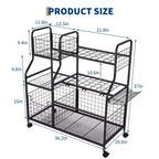 Garden Tool Organizer With Wheels, Rolling Metal Yard Storage Rack, Freestanding Garden Tool Stand with Basket for Yard Shed