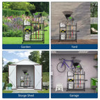 Garden Tool Organizer With Wheels, Rolling Metal Yard Storage Rack, Freestanding Garden Tool Stand with Basket for Yard Shed