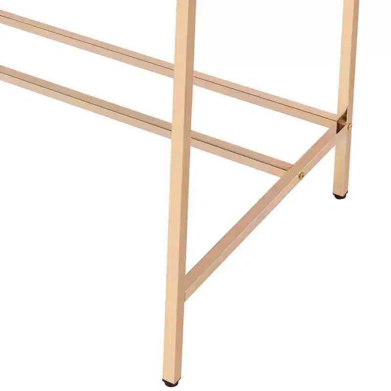 TUYOHW Modern 40 Writing Desk,Office Desk with Built-in USB Port,High-Gloss Desktop,Gold Open Metal Base,Rectangular Desk for Bedroom,Office,Study