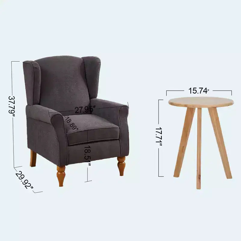 TUYOHW Ensemble Fauteuil d'appoint Moderne et Table Basse en Bois, Fauteuil de Lecture Rembourré avec Dossier Haut, Fauteuil Club pour Salon, Chambre à Coucher
