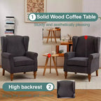 TUYOHW Ensemble Fauteuil d'appoint Moderne et Table Basse en Bois, Fauteuil de Lecture Rembourré avec Dossier Haut, Fauteuil Club pour Salon, Chambre à Coucher