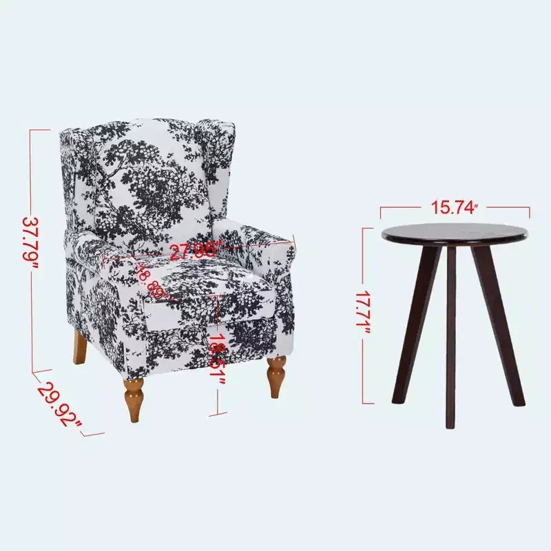 TUYOHW Ensemble Fauteuil d'appoint Moderne et Table Basse en Bois, Fauteuil de Lecture Rembourré avec Dossier Haut, Fauteuil Club pour Salon, Chambre à Coucher