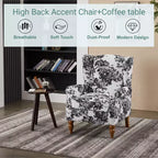 TUYOHW Ensemble Fauteuil d'appoint Moderne et Table Basse en Bois, Fauteuil de Lecture Rembourré avec Dossier Haut, Fauteuil Club pour Salon, Chambre à Coucher