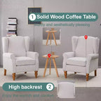 TUYOHW Ensemble Fauteuil d'appoint Moderne et Table Basse en Bois, Fauteuil de Lecture Rembourré avec Dossier Haut, Fauteuil Club pour Salon, Chambre à Coucher