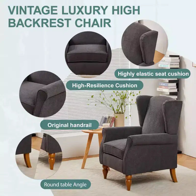 TUYOHW Ensemble Fauteuil d'appoint Moderne et Table Basse en Bois, Fauteuil de Lecture Rembourré avec Dossier Haut, Fauteuil Club pour Salon, Chambre à Coucher