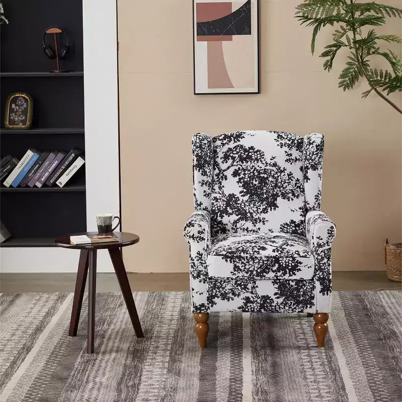 TUYOHW Ensemble Fauteuil d'appoint Moderne et Table Basse en Bois, Fauteuil de Lecture Rembourré avec Dossier Haut, Fauteuil Club pour Salon, Chambre à Coucher