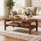 Costway 47'' Rectangular Coffee Table w/ Storage Shelf & Curved Legs for Living Room