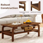 Costway 47'' Rectangular Coffee Table w/ Storage Shelf & Curved Legs for Living Room