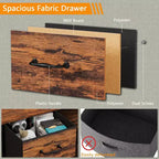 Wide Rustic Brown 8 Drawer Dresser with Power Outlets Fabric Storage Chest of Drawers Open Shelf Organizer Unit Bedroom Living Room
