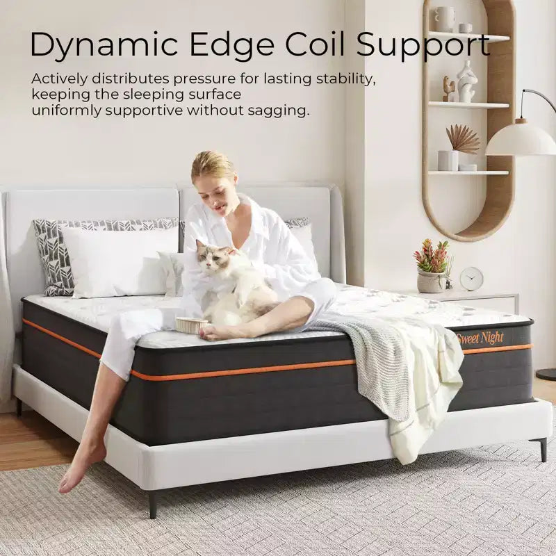 Sweetnight Matelas Hybride en Mousse à Mémoire de Forme 30,5 cm en Boîte, Fermeté Moyenne