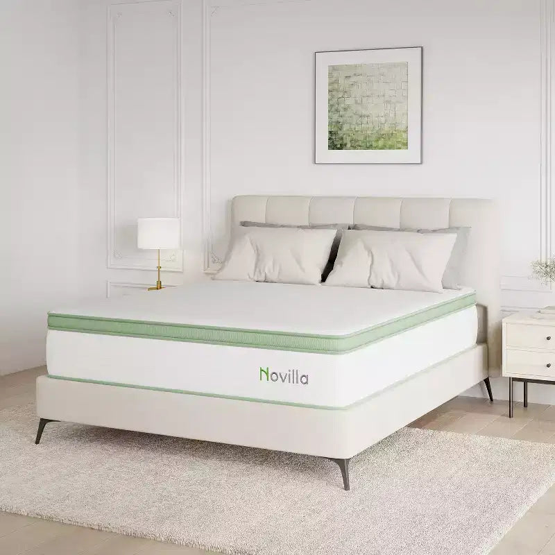 Novilla 14 inch Memory Foam Hybrid Mattress with Innersprings for Pressure Relief and Motion Isolation