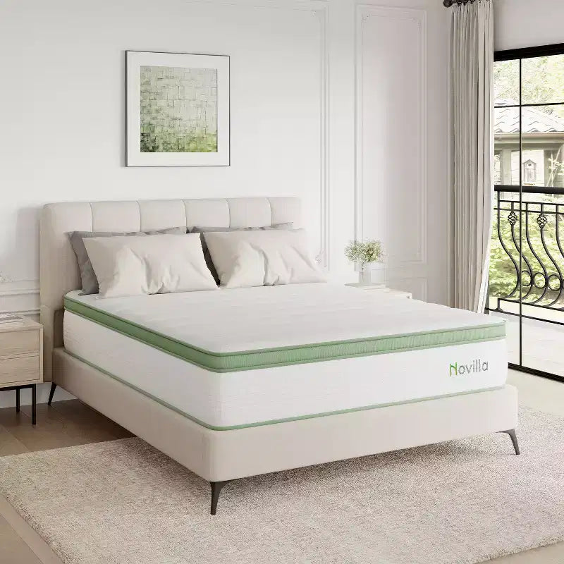 Novilla 14 inch Memory Foam Hybrid Mattress with Innersprings for Pressure Relief and Motion Isolation