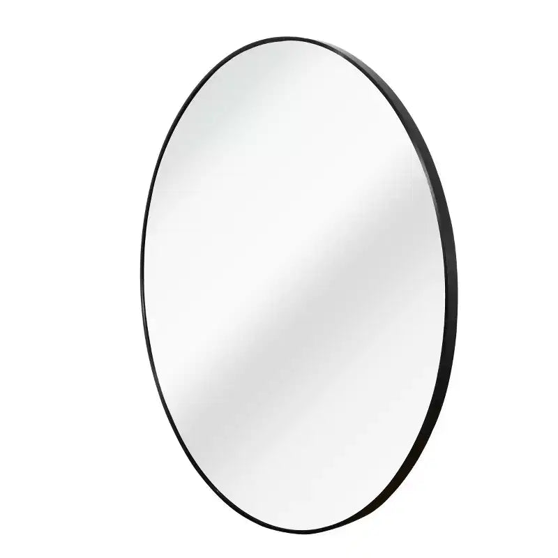 Modern Round Wall Mirror, Black Metal Circle Decorative Mirror for Living Room, Entryway, Bathroom Wall Decor - Panipeachy
