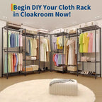 Heavy Duty Clothes Rack,Freestanding Clothes Rack with Shelves& Hanger,Wardrobe Clothes Organizer For Bedroom&Laundry Room,Max Load 500 LBS