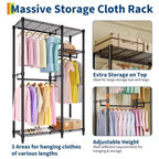 Heavy Duty Clothes Rack,Freestanding Clothes Rack with Shelves& Hanger,Wardrobe Clothes Organizer For Bedroom&Laundry Room,Max Load 500 LBS