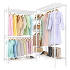 Heavy Duty Clothes Rack,Freestanding Clothes Rack with Shelves& Hanger,Wardrobe Clothes Organizer For Bedroom&Laundry Room,Max Load 500 LBS
