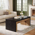 Lantine 47-Inch Coffee Table for Living Room, Mid-Century Modern Farmhouse Center with Sturdy Base for Apartment, Easy Assembly, Black & Walnut